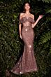 LaDivine CD985 Off The Shoulder Sheer Corset Dress