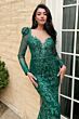 LaDivine CD989 Sheer Sleeve Bateau Neck Dress