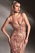 LaDivine CD992 Sheer Bodice Embroidered Dress