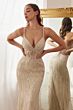 LaDivine CD992 Sheer Bodice Embroidered Dress