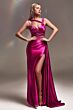 LaDivine CDS415 Floral Waist Strappy Neckline Dress