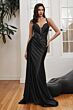 LaDivine CDS417 Illusion Slit Sheer Midriff Dress