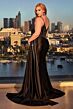 LaDivine CDS440C Beaded Bodice Side Drape Plus Size Dress