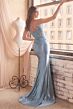 LaDivine CDS450 Lace Bodice Pleated Bust Dress