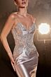 LaDivine CDS450 Lace Bodice Pleated Bust Dress