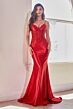 LaDivine CDS450 Lace Bodice Pleated Bust Dress