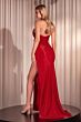 LaDivine CDS465 Lace Bodice Side Slit Dress