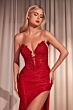 LaDivine CDS465 Lace Bodice Side Slit Dress