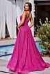 LaDivine CDS483 Corset Bodice A-Line Glitter Dress
