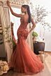LaDivine CDS488 Corset Bodice Beaded Mermaid Dress