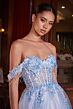 LaDivine CDS490 Corset Bodice Off-The-Shoulder Dress