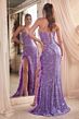 LaDivine CH061 Strapless Feather Slit Dress