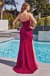 LaDivine CH111 One Strap Sequin Velvet Dress