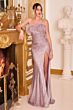 LaDivine CH147 Feather Neckline Sequin Dress