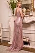 LaDivine CH171 Cap Sleeve Sequin Dress