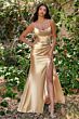 LaDivine CH172 High Slit Cowl Neck Dress