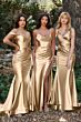 LaDivine CH172 High Slit Cowl Neck Dress