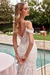 LaDivine CK703W Ruffle Hem Corset Top Wedding Gown
