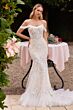 LaDivine CK703W Ruffle Hem Corset Top Wedding Gown