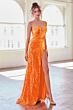 LaDivine CK937 Sequin Asymmetric Neck Dress