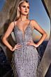LaDivine CK997 Sheer Side Open Back Beaded Dress