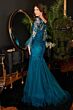 LaDivine CM327 Illusion Bell Sleeve Mermaid Dress
