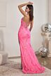 LaDivine CM331 Open Slit Sequin Floral Dress