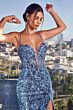 LaDivine CM334 Sheer Corset Sequin Dress
