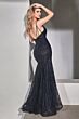 LaDivine CR844 Plunging Neckline Glitter Dress