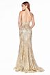 LaDivine CR844 Plunging Neckline Glitter Dress