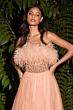 LaDivine CR864 Strapless A-Line Feather Dress
