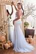 LaDivine CR874 Sheer Sides Embellished Dress