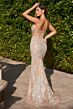 LaDivine CZ0025 Scoop Neck Illusion Midriff Dress