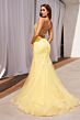 LaDivine D145 Lace-Up Back Godet Skirt Dress