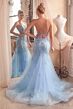 LaDivine D145 Lace-Up Back Godet Skirt Dress