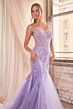 LaDivine D145 Lace-Up Back Godet Skirt Dress