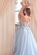 LaDivine D553 Corset Back Plunging Neck Dress