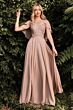 LaDivine HT101 Cape Sleeve Bateau Neck Dress