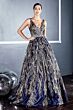 LaDivine J812 Plunging Neckline Embroidered Dress