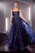 LaDivine J840 Sheer Corset Floral Glitter Dress