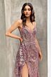 LaDivine J856 High Slit Scoop Back Dress