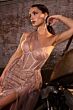 LaDivine J869 Tulle Overskirt Asymmetric Neck Dress