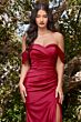 LaDivine KV1050 Off-The-Shoulder Pleated Bodice Dress