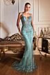 LaDivine OC007 Sheer Corset Glitter Dress