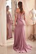 LaDivine OC020 Fringe Strap Beaded Bodice Dress