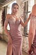 LaDivine OC020 Fringe Strap Beaded Bodice Dress