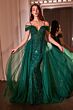 LaDivine SF009 Cold-Shoulder Tulle Overskirt Dress
