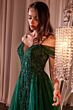 LaDivine SF009 Cold-Shoulder Tulle Overskirt Dress