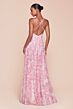 Ladivine 7444 Cowl Neck Crisscross Back Floral Dress