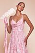 Ladivine 7444 Cowl Neck Crisscross Back Floral Dress